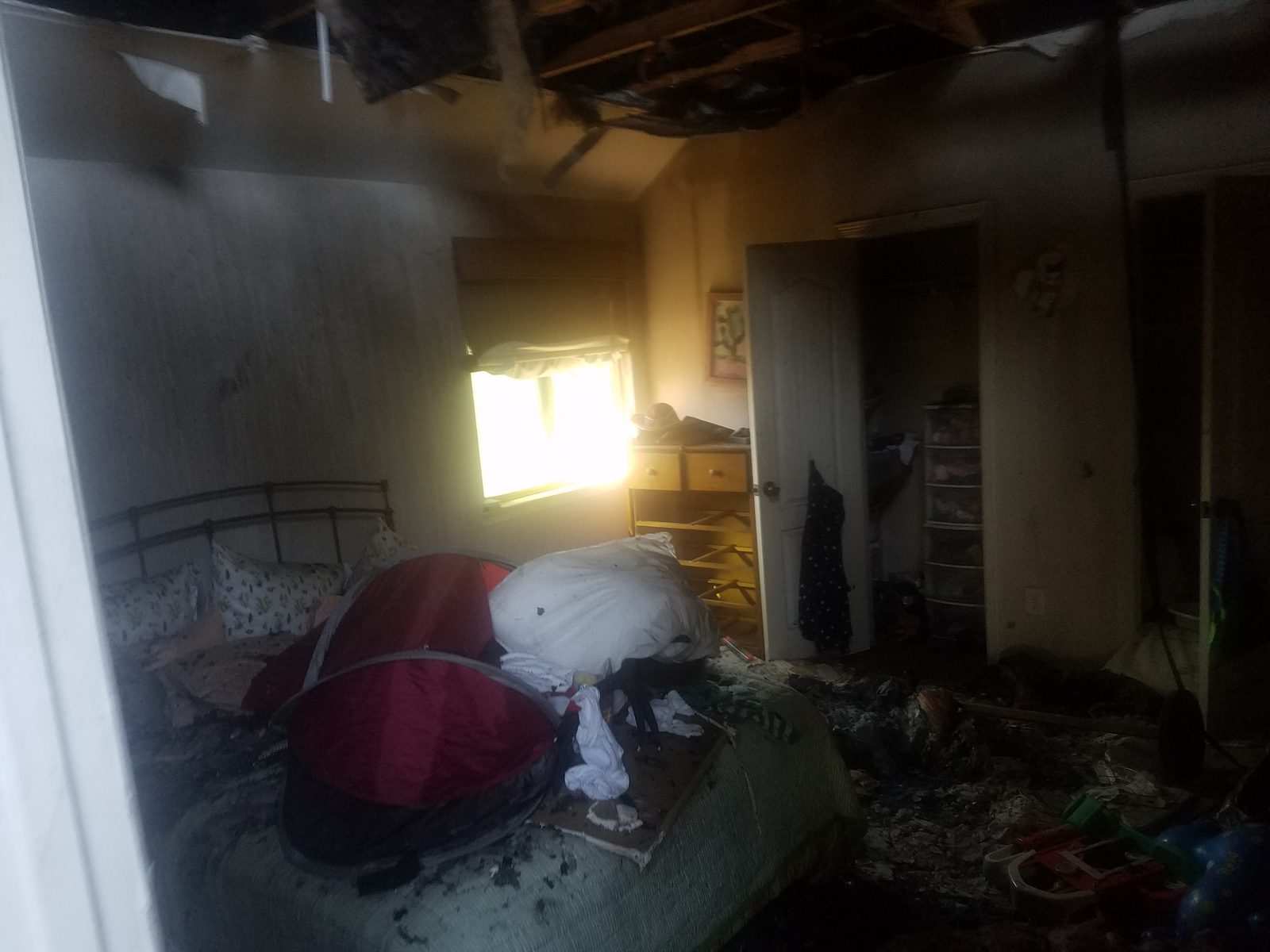 Structural fire damage before rehab at Benthos Dr